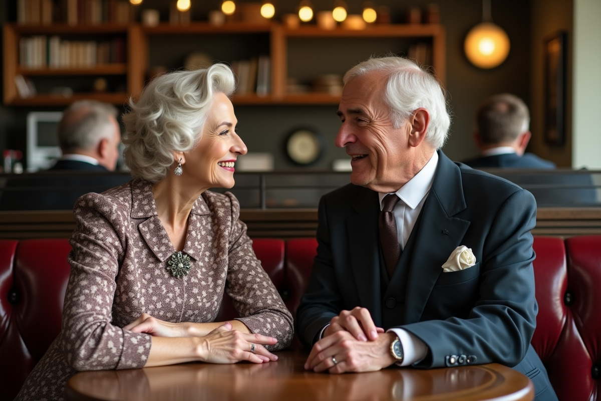 Couple d age dans un cafe vintage des annees 40