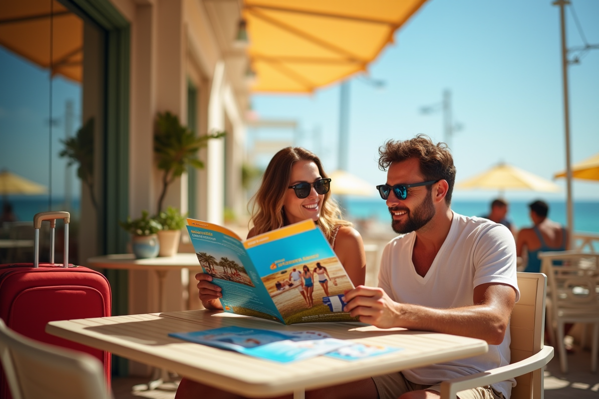 Couple détendu en vacances en France avec Chèque Vacances et billets Air France
