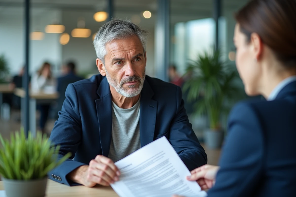 Employé et responsable RH examinant ensemble un contrat de travail dans un bureau moderne