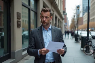 Homme d'affaires en blazer dans une ville moderne