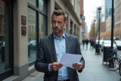 Homme d'affaires en blazer dans une ville moderne