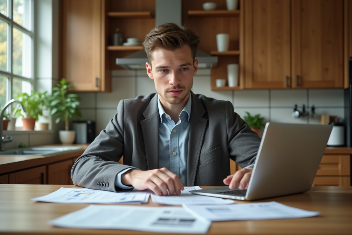 Jeune homme compare offres d