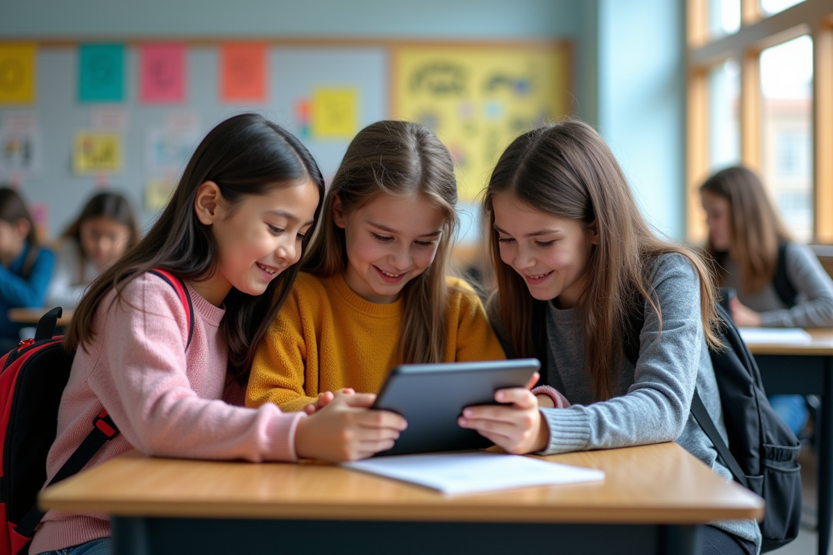 Jeunes collaboraient autour d