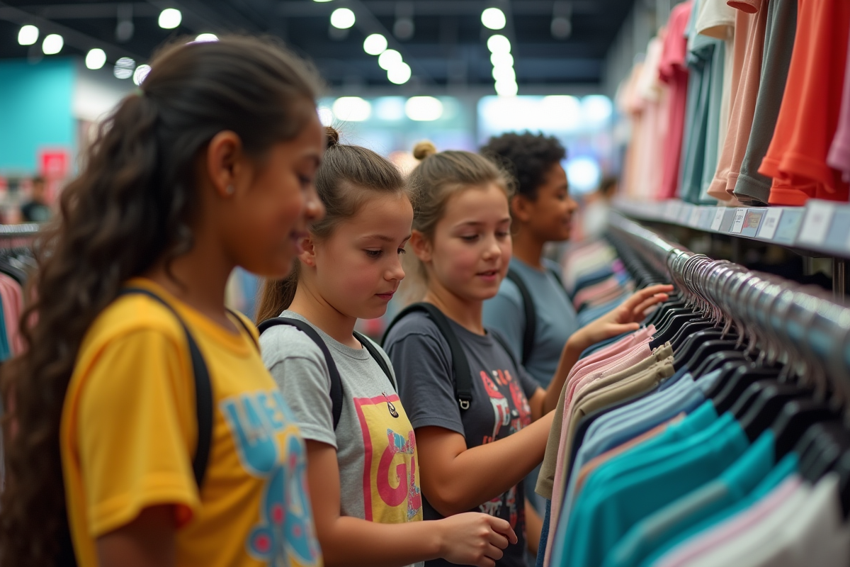 Groupe d adolescents faisant du shopping dans un magasin de mode
