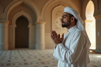 Musulman en prière dans une mosquee paisible