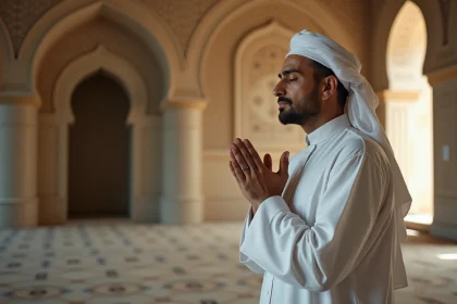 Musulman en prière dans une mosquee paisible